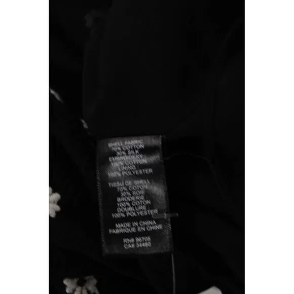 Rebecca Taylor Womens Floral Print Ruffled Button DownBlouse Black White Size 8 - Picture 5 of 7